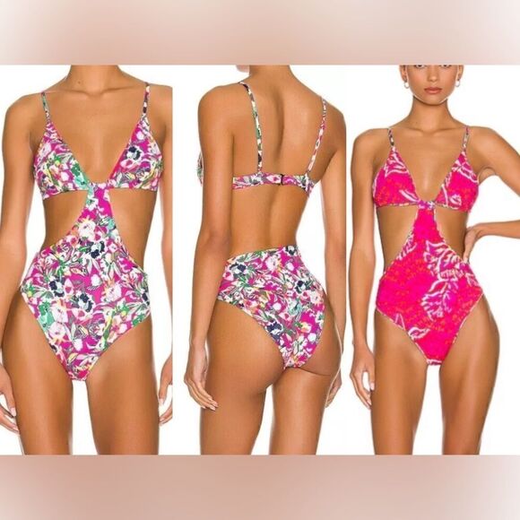 MAAJI NWT MIMI TRIKINI REVERSIBLE ONE PIECE IN ZINNIA SIZE SMALL - Picture 3 of 11